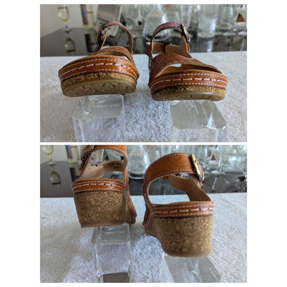 L' Artiste by Spring Step Teddy Leather Wedge Sandals Sz 37 - Picture 4 of 11